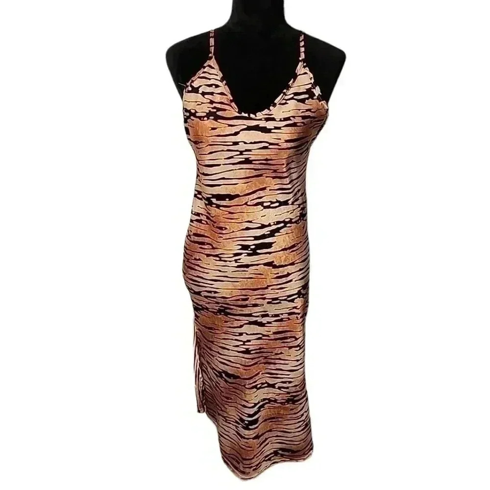 Animal Print Satin Slip Dress. Size small - Picture 4 of 8